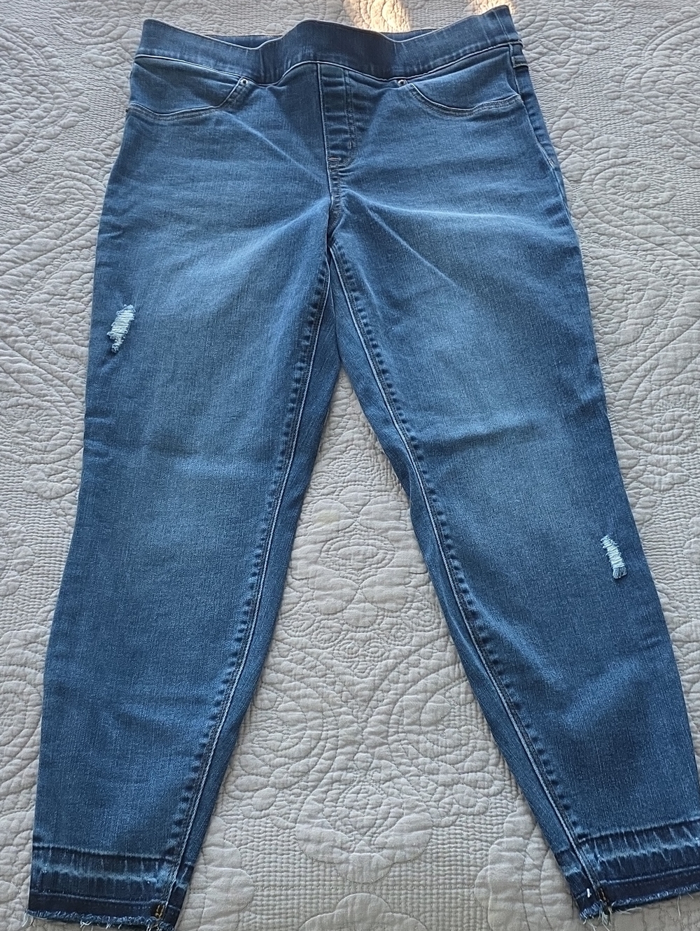 SPANX Blue Ankle Crop Stretch Jeans